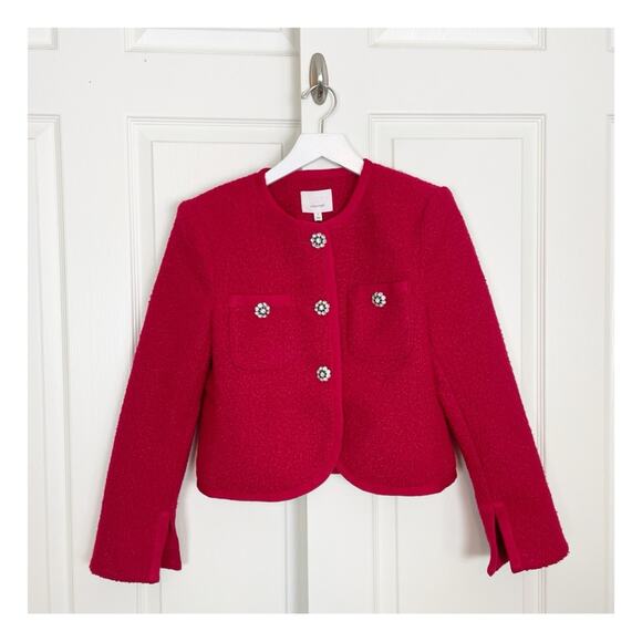 Cinq a Sept Junia Jewel Button Boucle Textured Cropped Jacket NWT - Picture 2 of 10